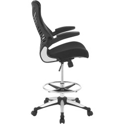 Modway Charge Drafting Chair In Black - Reception Desk Chair - Tall Office Chair For Adjustable Standing Desks