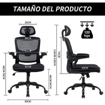 HOMEMAKE FURNITURE Silla Oficina ergonómica de Respaldo Alto con Soporte Lumbar Ajustable Altura reclinable descansabrazos Negro