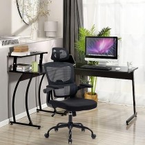 HOMEMAKE FURNITURE Silla Oficina ergonómica de Respaldo Alto con Soporte Lumbar Ajustable Altura reclinable descansabrazos Negro