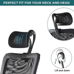 Silla de Oficina, Silla ergonómica de Malla para computadora con Soporte Lumbar, reposacabezas Ajustable (Negro)