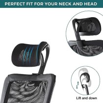 Silla de Oficina, Silla ergonómica de Malla para computadora con Soporte Lumbar, reposacabezas Ajustable (Negro)