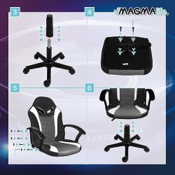 MAGMALIFE Silla Gamer Anatómica, Silla Gamer Juvenil Ideal para Videojuegos o PC (Jet Black)