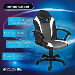 MAGMALIFE Silla Gamer Anatómica, Silla Gamer Juvenil Ideal para Videojuegos o PC (Jet Black)