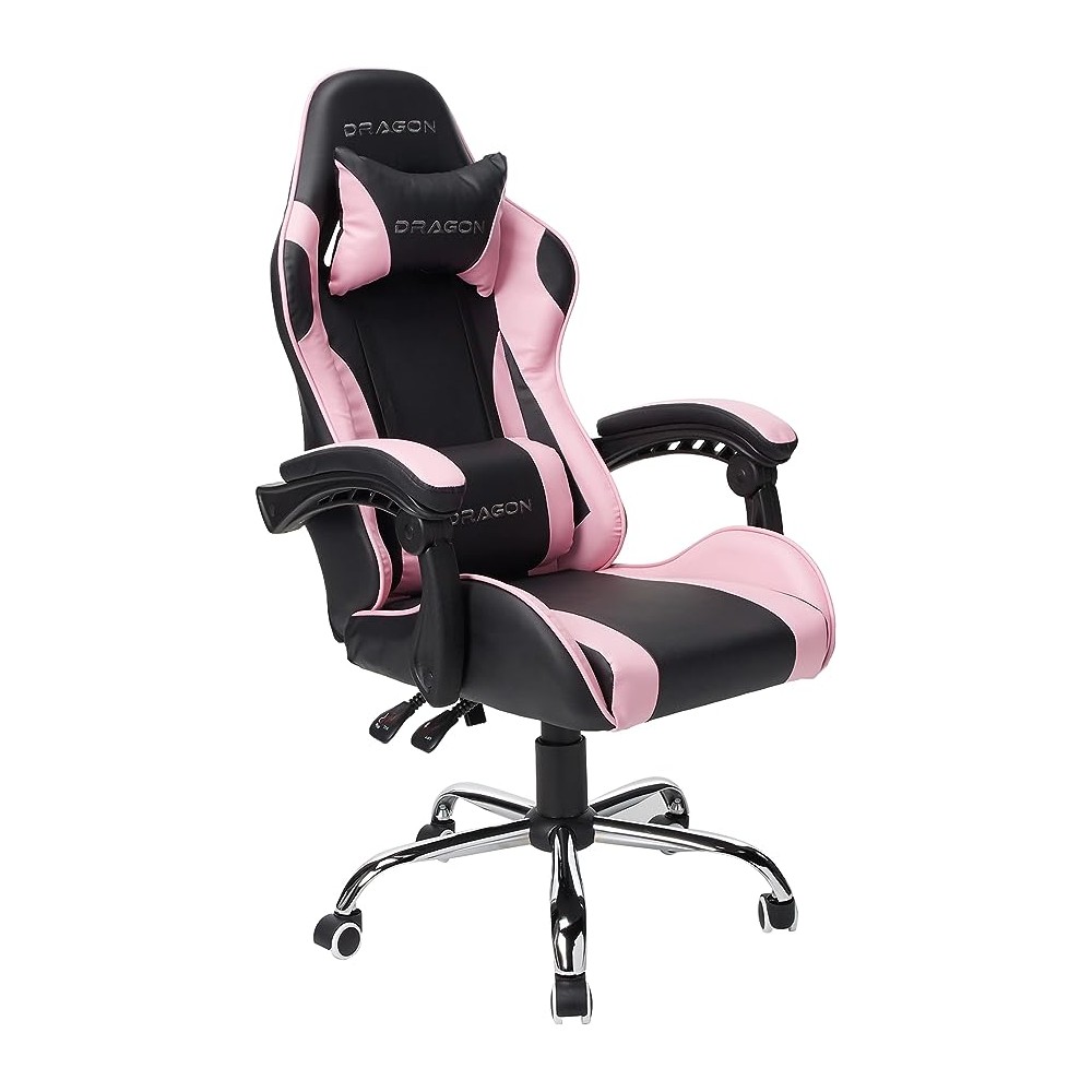 Nextep Silla Gamer Ergonómica Dragón XT Modelo Falkor Color Negro-Rosa, NE-461RS