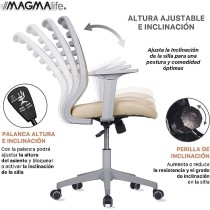 MAGMALIFE Silla de Escritorio Premium Ergonómica Modelo Estelar, Silla de Oficina con Reclinacion y Altura Ajustable Beige