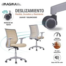 MAGMALIFE Silla de Escritorio Premium Ergonómica Modelo Estelar, Silla de Oficina con Reclinacion y Altura Ajustable Beige