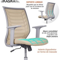 MAGMALIFE Silla de Escritorio Premium Ergonómica Modelo Estelar, Silla de Oficina con Reclinacion y Altura Ajustable Beige
