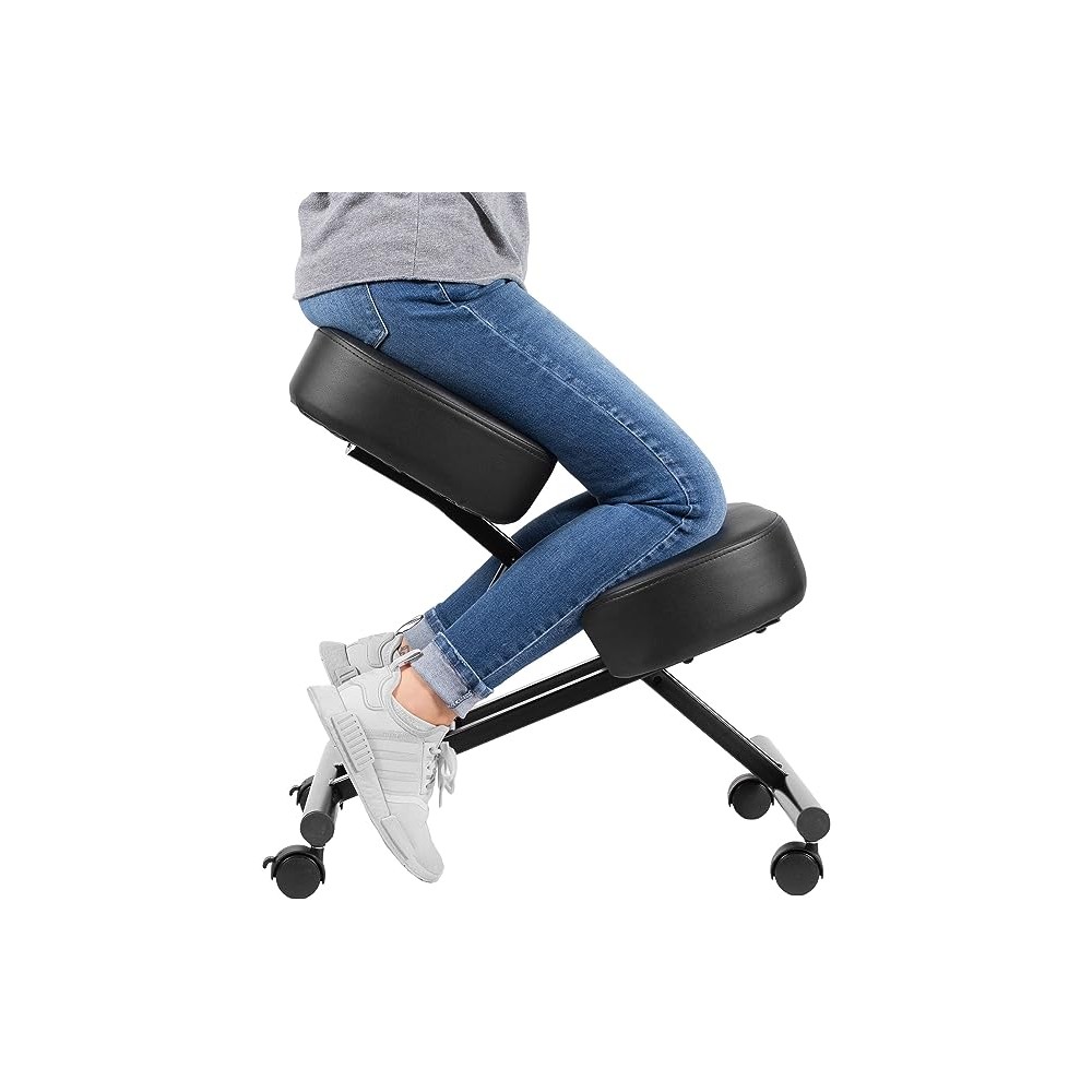 DRAGONN Silla ergonómica para arrodillar, Taburete Ajustable para el hogar y la Oficina Negro