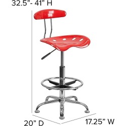 Flash Furniture Cherry Tomato and Chrome Vibrating Stool with Tractor Seat
