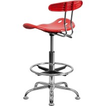 Flash Furniture Cherry Tomato and Chrome Vibrating Stool with Tractor Seat
