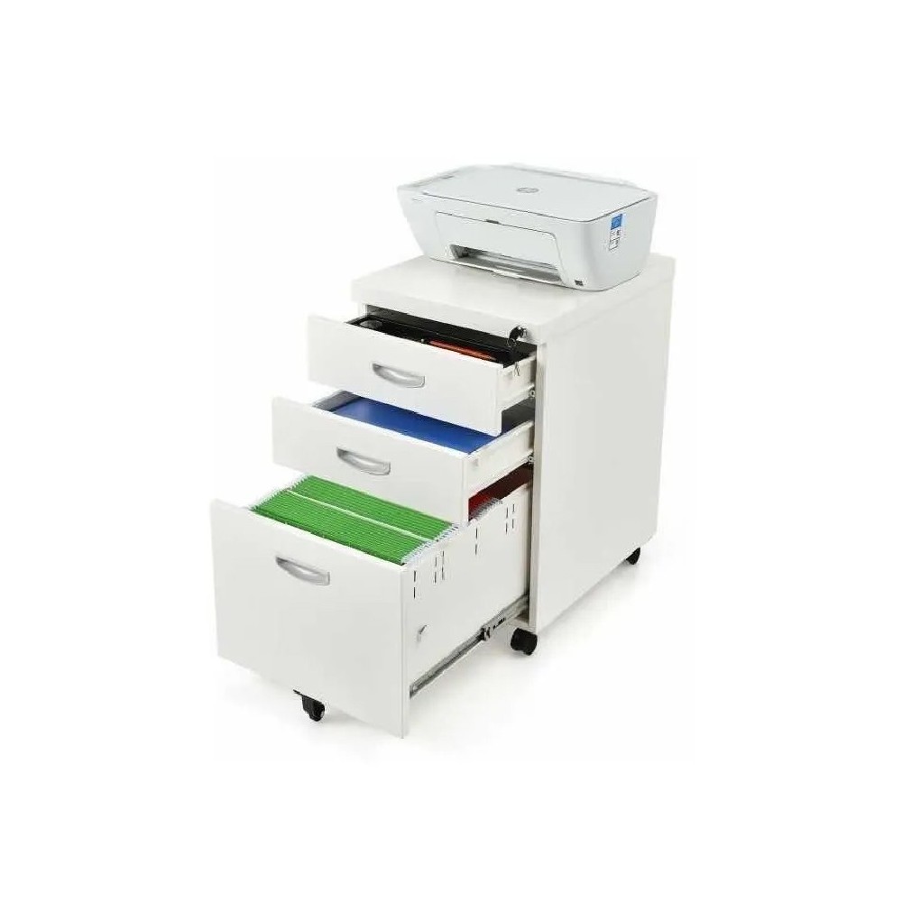 Archivero De Metal Blanco Con 3 Cajones