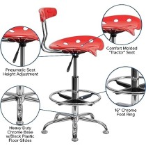 Flash Furniture Cherry Tomato and Chrome Vibrating Stool with Tractor Seat