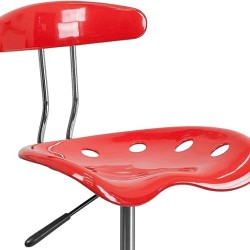Flash Furniture Cherry Tomato and Chrome Vibrating Stool with Tractor Seat
