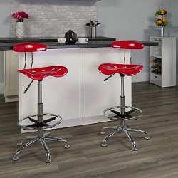 Flash Furniture Cherry Tomato and Chrome Vibrating Stool with Tractor Seat