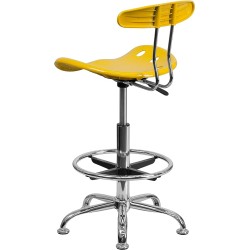 Flash Furniture Taburete de Dibujo Vibrante Amarillo y Chapado en Cromo con Asiento de Tractor