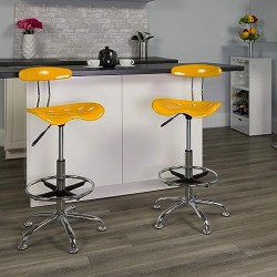 Flash Furniture Taburete de Dibujo Vibrante Amarillo y Chapado en Cromo con Asiento de Tractor