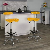 Flash Furniture Taburete de Dibujo Vibrante Amarillo y Chapado en Cromo con Asiento de Tractor