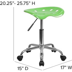 Flash Furniture Vibrante Asiento de Tractor Verde Manzana y Taburete Chapado en Cromo