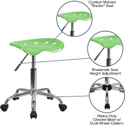 Flash Furniture Vibrante Asiento de Tractor Verde Manzana y Taburete Chapado en Cromo