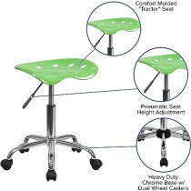 Flash Furniture Vibrante Asiento de Tractor Verde Manzana y Taburete Chapado en Cromo