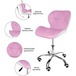 Silla de Oficina con Ruedas Giratorias Ejecutiva para Escritorio Alcochada Altura Ajustable (Morado)
