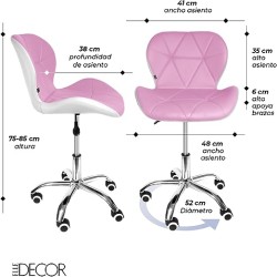 Silla de Oficina con Ruedas Giratorias Ejecutiva para Escritorio Alcochada Altura Ajustable (Morado)
