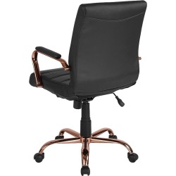Flash Furniture Whitney Silla de computadora de Respaldo Medio, Silla de Oficina giratoria ejecutiva de Piel Negro