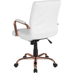 Flash Furniture Mid-BackWhite LeatherSoft Executive Swivel Office Chair with Rose Gold Frame and Arms, 23" W x 24" D x 37"