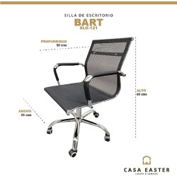 Casa easter Silla De Oficina Silla Ejecutiva Base Cromada Escritorio Economica Gran Calidad (BART121/BLACK)
