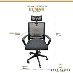 Casa easter Silla De Oficina Silla Ejecutiva Base Cromada Escritorio Economica Gran Calidad (ELMAR114/BLACK)