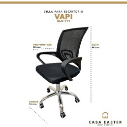 Casa easter Silla De Oficina Silla Ejecutiva Base Cromada Escritorio Economica Gran Calidad (VAPI111/BLACK)