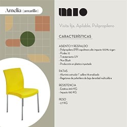 MÍO ES TUYO | Juego de 4 Sillas | Modelo Amelia | Apilable | Multiusos para Oficina, hogar, Restaurante, Escuela Color Amarillo