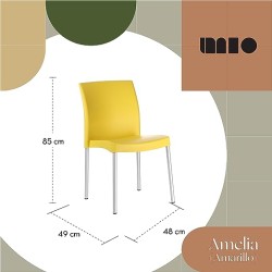 MÍO ES TUYO | Juego de 4 Sillas | Modelo Amelia | Apilable | Multiusos para Oficina, hogar, Restaurante, Escuela Color Amarillo
