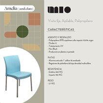 MÍO ES TUYO | Juego de 4 Sillas | Modelo Amelia | Multiusos para Oficina, hogar, Restaurante, Escuela Color Azul Claro
