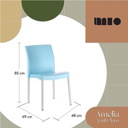 MÍO ES TUYO | Juego de 4 Sillas | Modelo Amelia | Multiusos para Oficina, hogar, Restaurante, Escuela Color Azul Claro