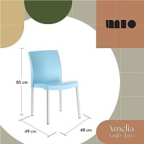 MÍO ES TUYO | Juego de 4 Sillas | Modelo Amelia | Multiusos para Oficina, hogar, Restaurante, Escuela Color Azul Claro