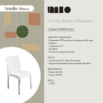 MÍO ES TUYO | Juego de 4 Sillas | Modelo Amelia | Multiusos para Oficina, hogar, cafetería, Restaurante, Escuela | Color Blanco