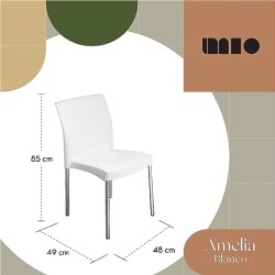 MÍO ES TUYO | Juego de 4 Sillas | Modelo Amelia | Multiusos para Oficina, hogar, cafetería, Restaurante, Escuela | Color Blanco