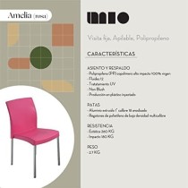 MÍO ES TUYO | Juego de 4 Sillas | Modelo Amelia | Multiusos para Oficina, hogar, cafetería, Restaurante, Escuela | Color Rosa.