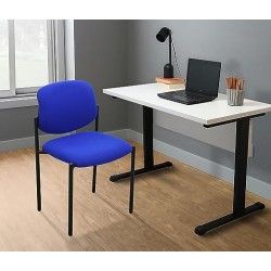 MÍO ES TUYO | Silla de Visita | Modelo MAE | Multiusos para Oficina, hogar, Escuela | Estructura de Metal | Color Azul