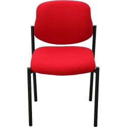 MÍO ES TUYO | Silla de Visita | Modelo MAE | Multiusos para Oficina, hogar, Escuela | Estructura de Metal | Color Rojo