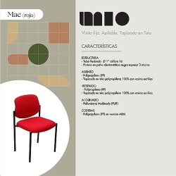 MÍO ES TUYO | Silla de Visita | Modelo MAE | Multiusos para Oficina, hogar, Escuela | Estructura de Metal | Color Rojo