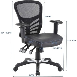 LexMod EEI-755-BLK Articulate Mesh Office Chair with Fully Adjustable Seat, Black Vinyl