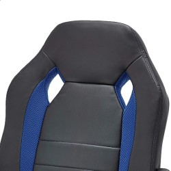 Amazon Basics - Silla de oficina estilo carreras y juegos, piel sintética, color azul