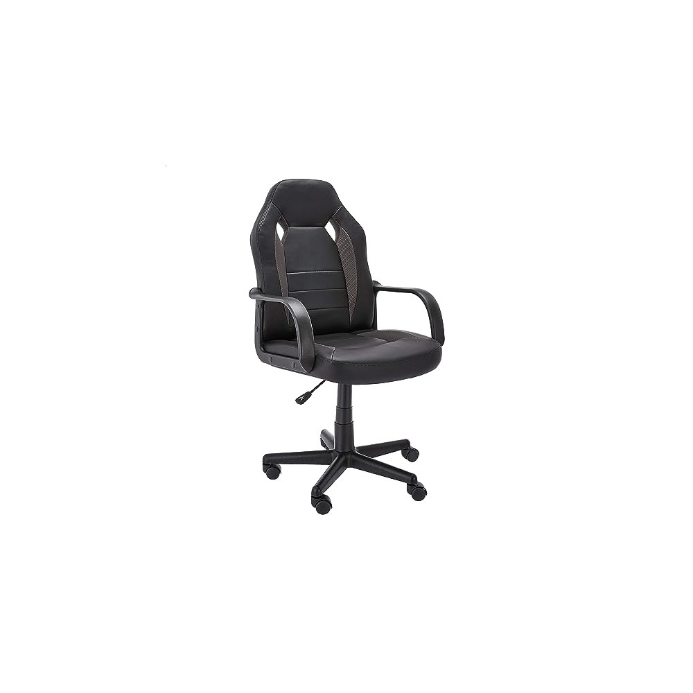 Amazon Basics - Silla de oficina estilo carreras y juegos, piel sintética, color gris