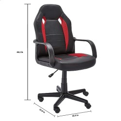 Amazon Basics - Silla de oficina estilo carreras y juegos, color rojo