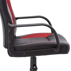 Amazon Basics - Silla de oficina estilo carreras y juegos, color rojo