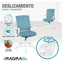 MAGMALIFE Silla Ergonómica de Escritorio con Respaldo de Malla Transpirable, Moderna y Elegante (Azul Cerúleo)