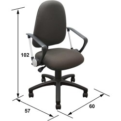 MÍO ES TUYO | Silla Operativa | Modelo Grace | Silla acojinada con Altura Ajustable y Coderas | para casa u Oficina Color Gris