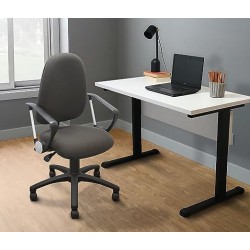 MÍO ES TUYO | Silla Operativa | Modelo Grace | Silla acojinada con Altura Ajustable y Coderas | para casa u Oficina Color Gris